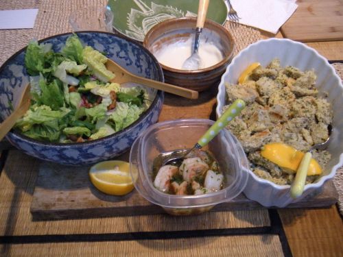 parmesan artichoke hearts and shrimp salad for supper!
