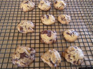 . . . bittersweet chocolate chunk cookies cooling on the rack 