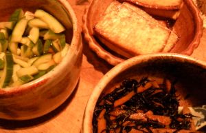 hijiki & carrots; teriyaki tofu and cucumber salad for dinner. . . 