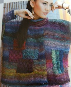 Noro pattern of a tunic sweater with patchwork