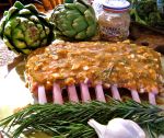 rack of lamb with mustard, rosemary, garlic glaze . . . 