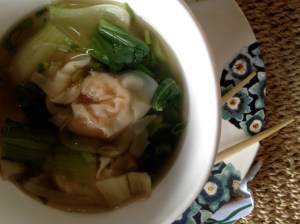 shrimp wonton and baby bok choy soup . . . 