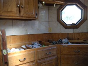 "before" kitchen counter, left side