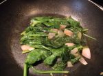 fresh spinach and shallots. . . 
