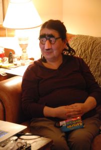 me as crone with groucho marx glasses on . . . 