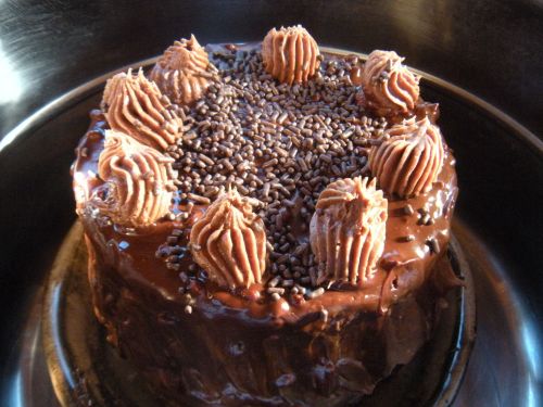 finished cake . . . the sprinkles got a little away from me! 